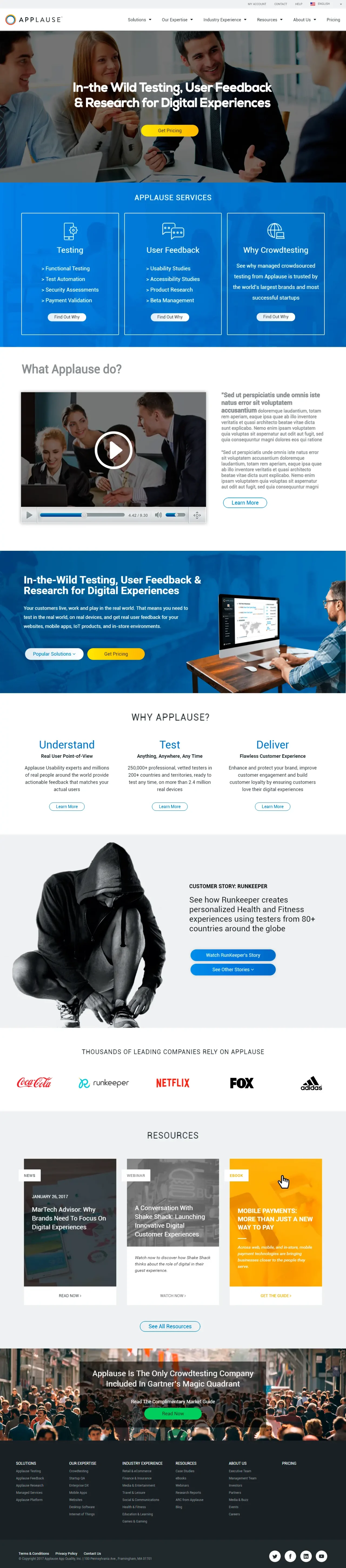 Applause – Rediseño de home page